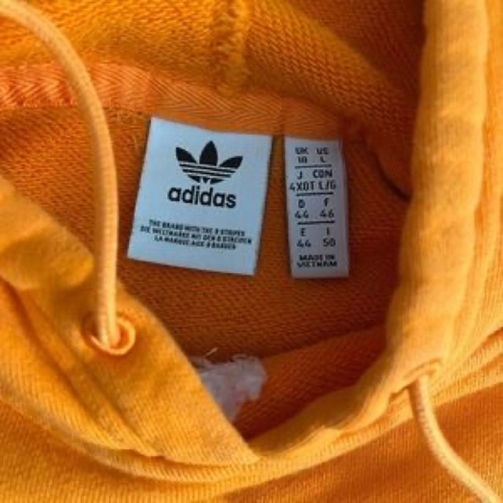 Adidas Vibrant Orange Cropped Hoodie with White Accents - Picture 2 of 3